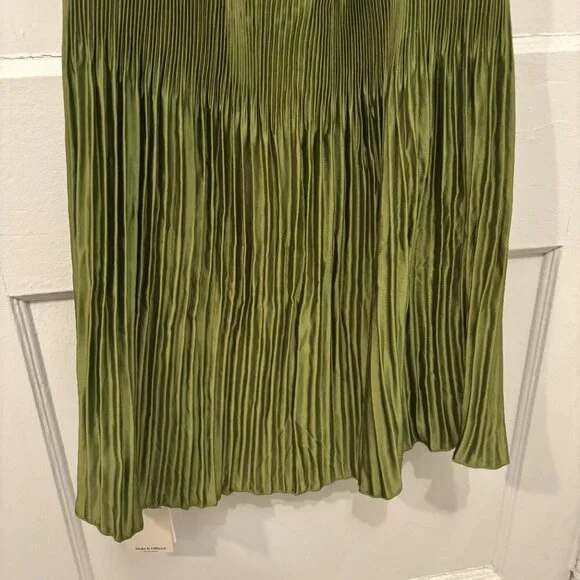 Abercrombie | Women's Strapless Pleat Release Midi Dress | Green - Picture 4 of 7
